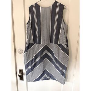 Womens Anthropologie Nico Nicholson & Nicholson Dress Shift Blue Cotton Size 40